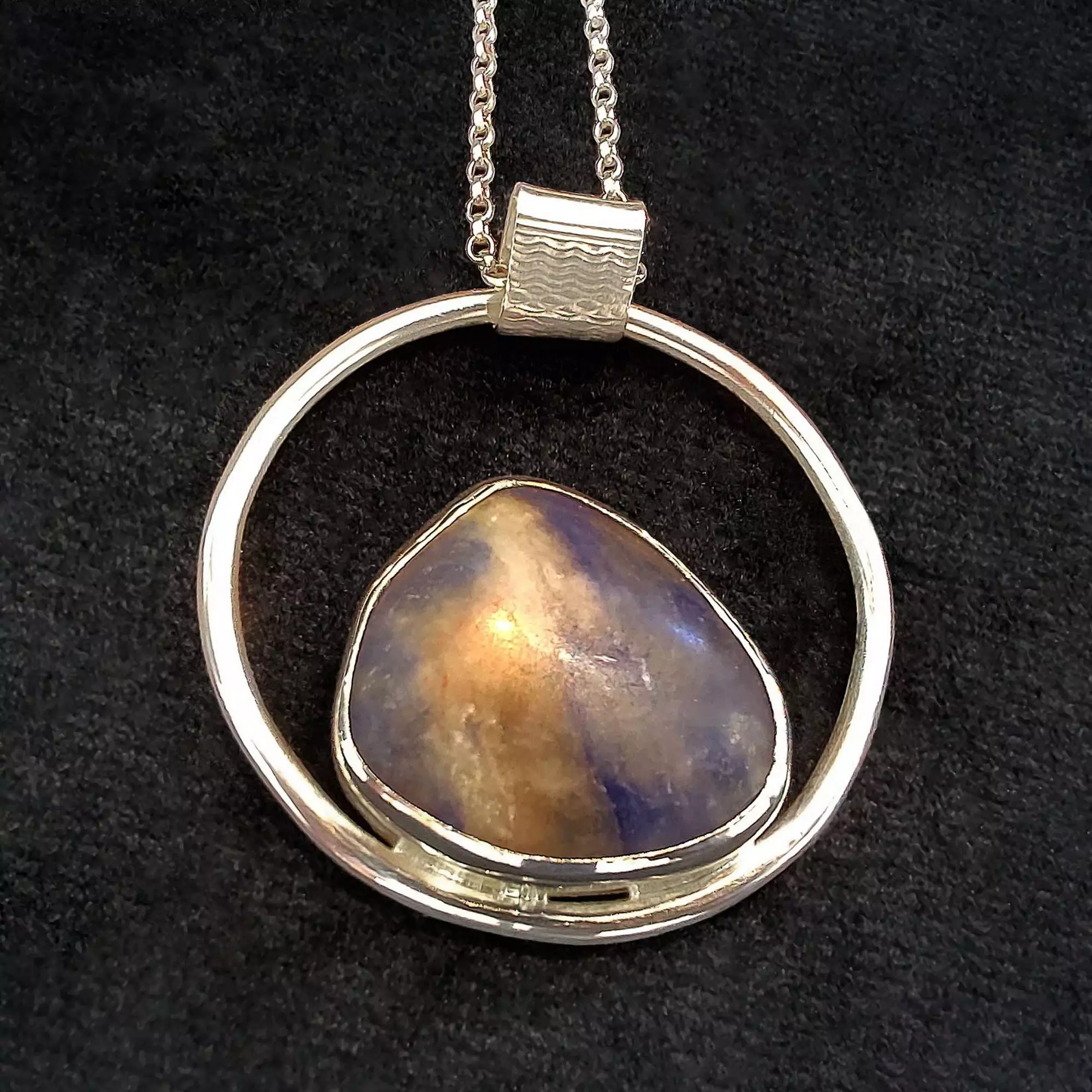Blue stone in ring necklace